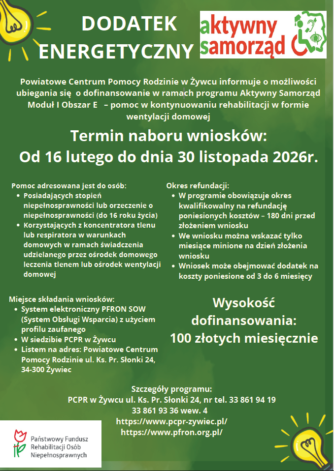 Plakat informacyjny - Dodatek energetyczny